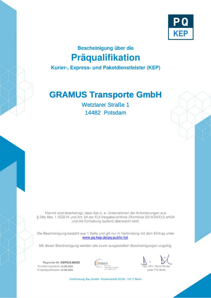 Zertifikat Gramus